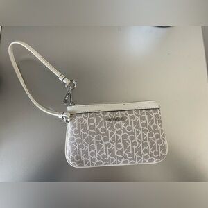 Calvin Klein Monogram Gray and Cream Wristlet